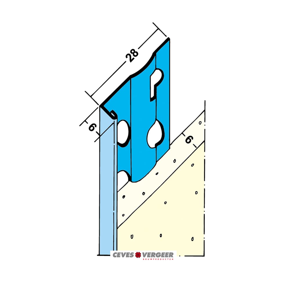 Profiel stucstop 1216s verzinkt 6mm wit