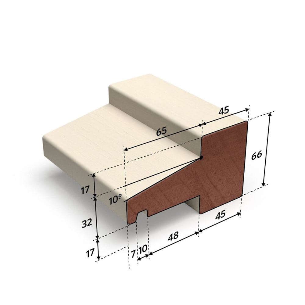 Hardhout profiel D wit gegrond 590cm FSC