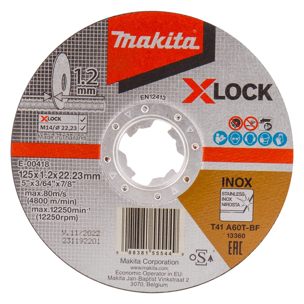 Makita doorslijpschijf RVS X-Lock