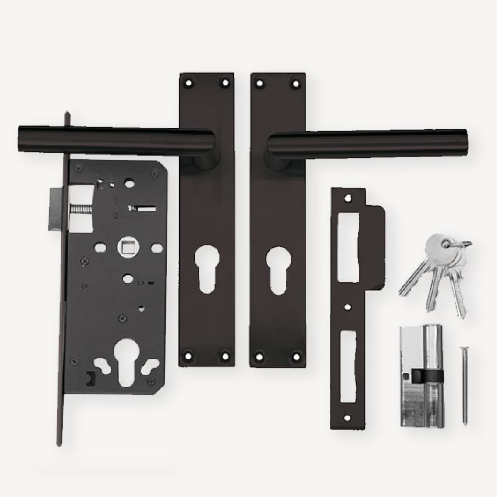 Inbouw cilinderslotset met schild zwart | Stiho.nl Inbouw cilinderslotset met schild zwart